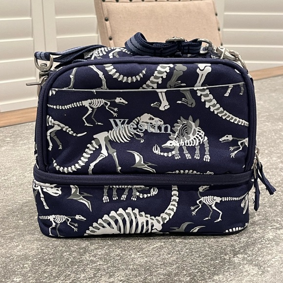 Pottery Barn Kids Handbags - PBK Mackenzie Navy Dinosaur Bones Glow-in-the-Dark Dual Compartment Lunchbox